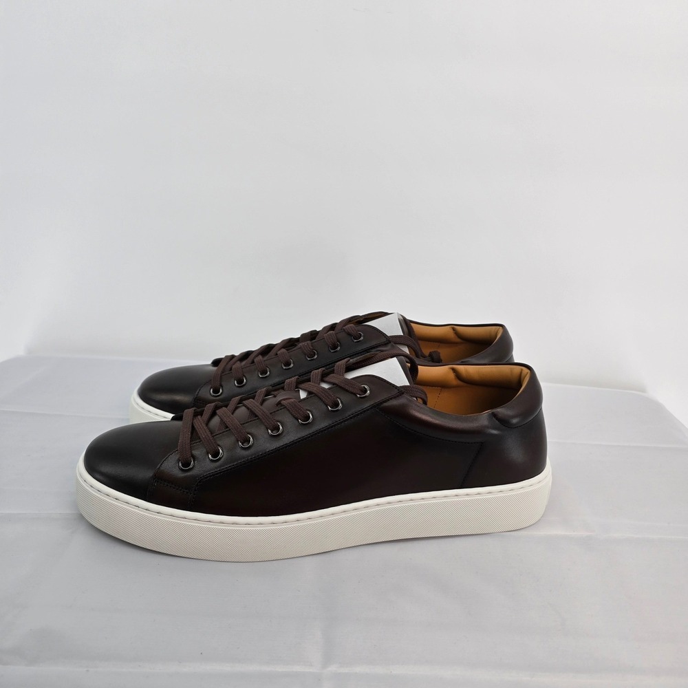 Ralph Lauren Purple Label Severn Brown Burnished Calf Leather Sneakers 11 D New